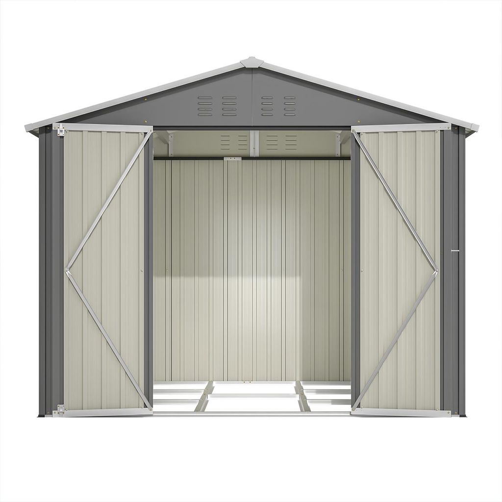 Gerätehaus mit Klapptür Metall-Tool-Shed Geräteschuppen für Gartengeräte und Werkzeugaufbewahrung 8x6FT Anthrazit