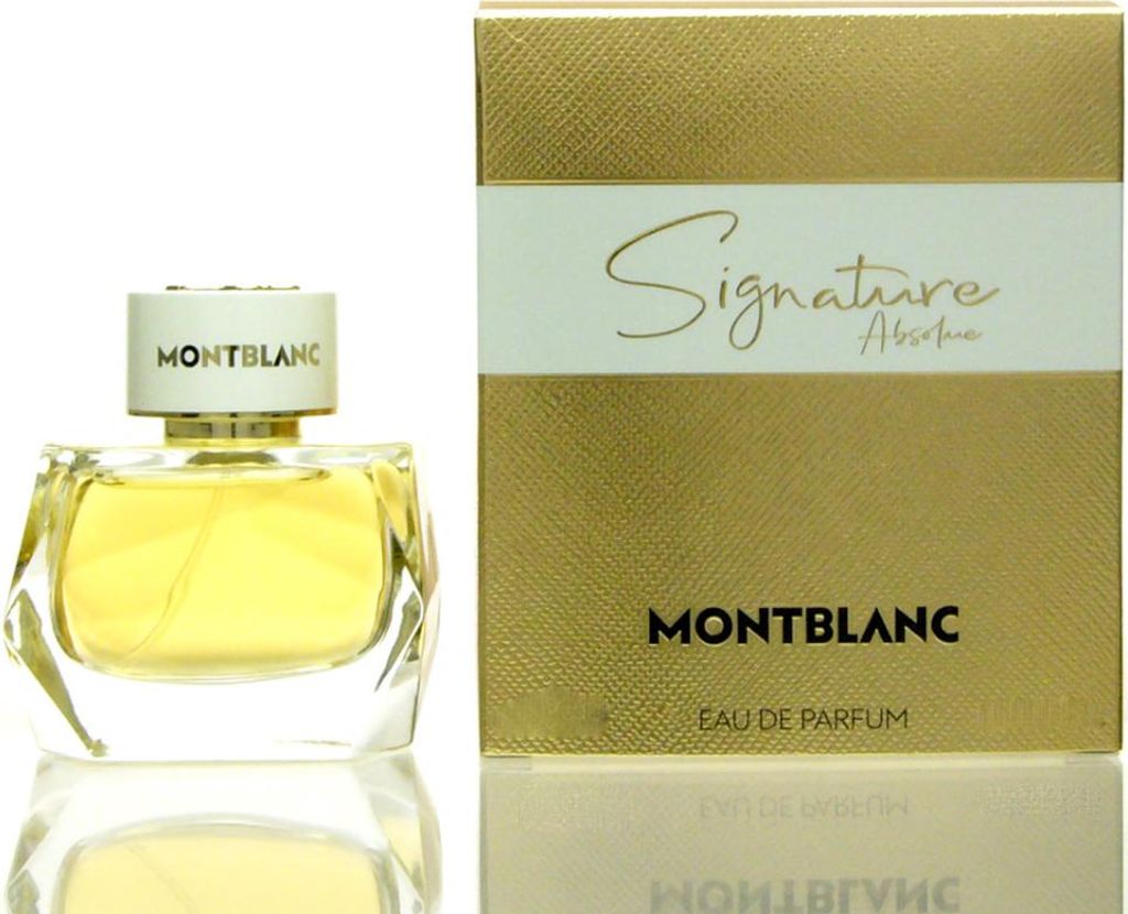 A perfume bottle and its packaging are displayed against a white background.
