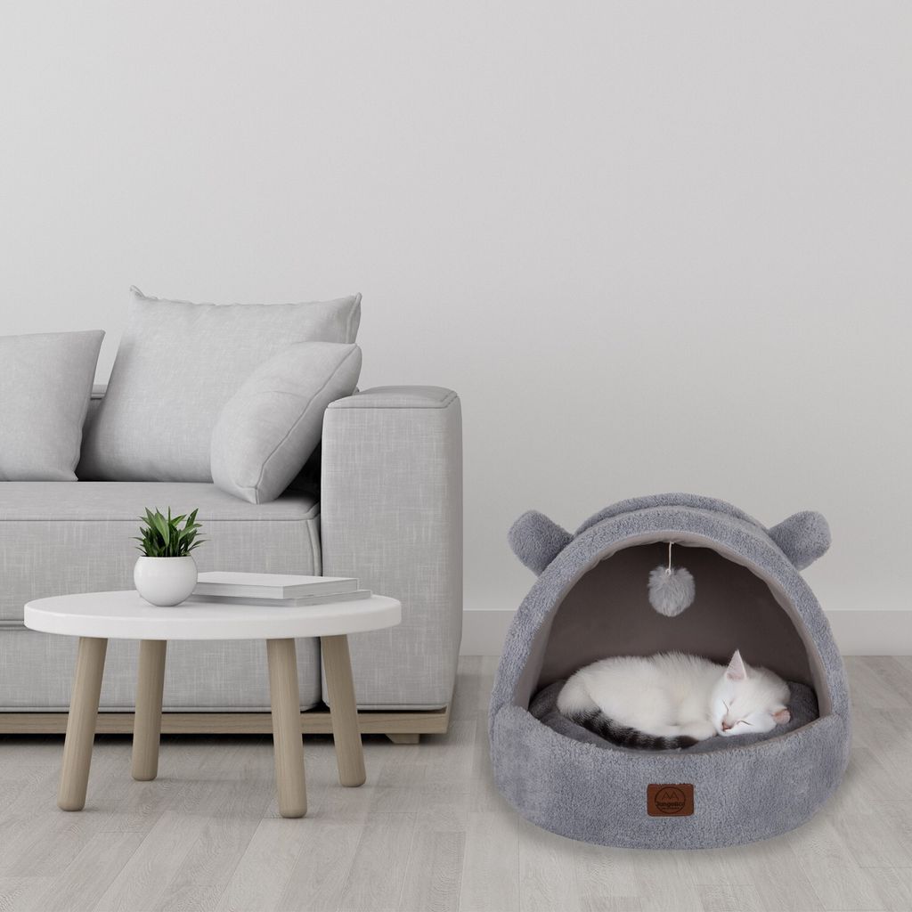 Evila Originals, Tom Cat - Grey, Haustierbett, Grau, 100 % SCHWAMM, 50 x 40 x 35 cm