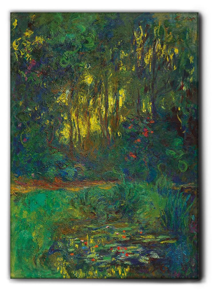Giallobus - Wald und Blumen - Claude Monet - 100L x 140B cm - Bild - Premium Loom Canvas mit hoher Dicke