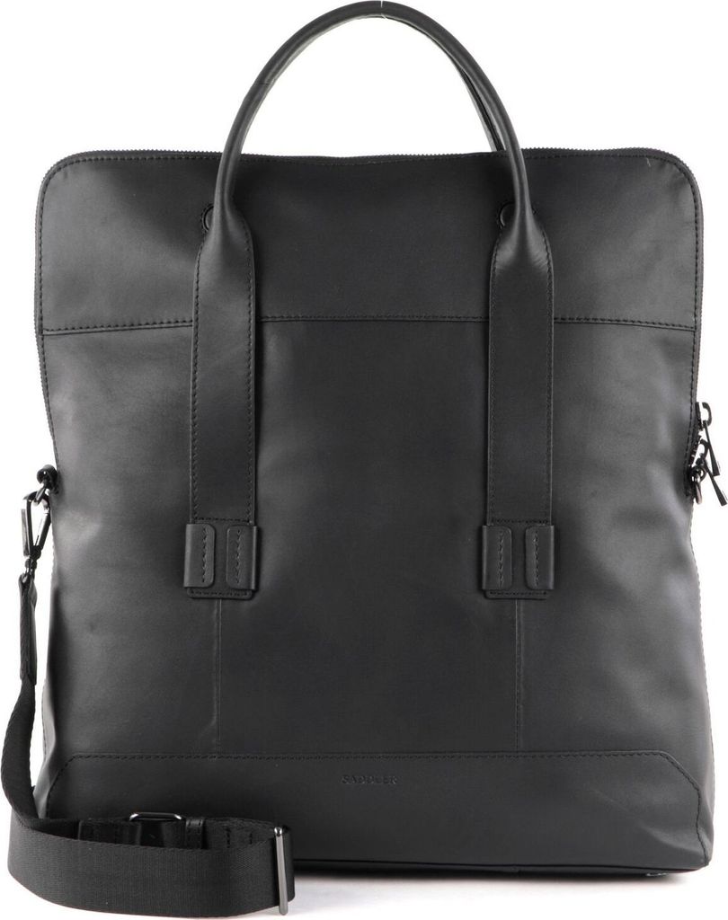 SADDLER Leder Schultertasche Laptoptasche mit Laptopfach Loge Shopper Black schwarz