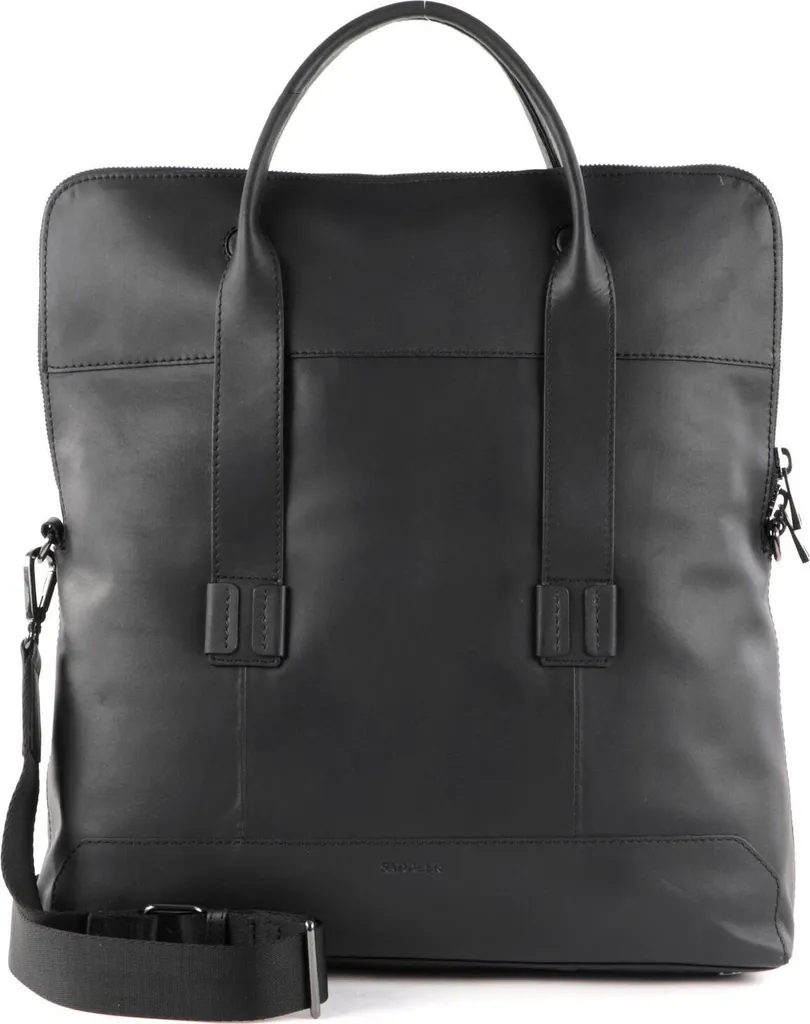 SADDLER Loge Sac à Épaule en Cuir Noir pour Ordinateur Portable 15"