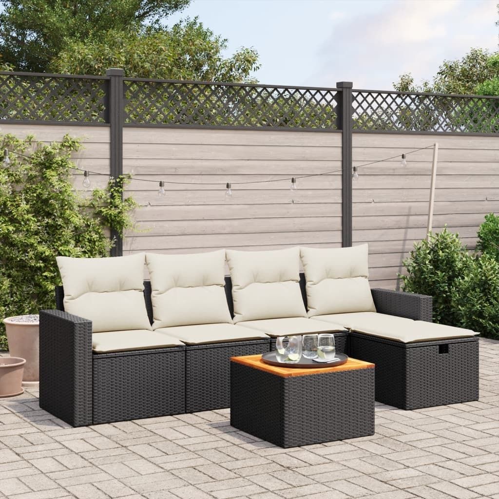 Maison Exclusive - 6-tlg. Garten-Sofagarnitur mit Kissen Schwarz Poly Rattan