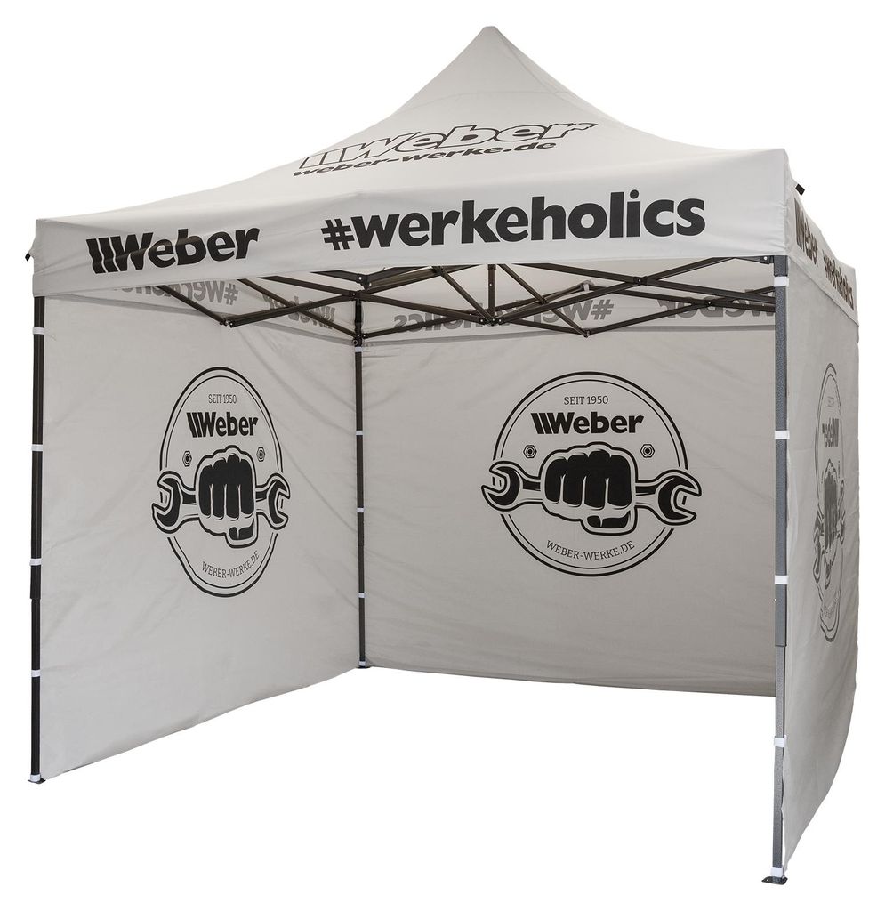 Weber Easy-Up Zelt 3x3 m grau – inkl. 3 Seitenwänden – Produktbild 