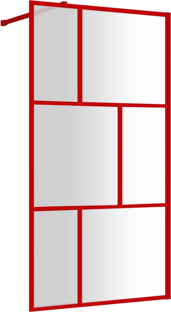 vidaXL Duschwand für Begehbare Dusche mit ESG Klarglas Rot 100x195 cm