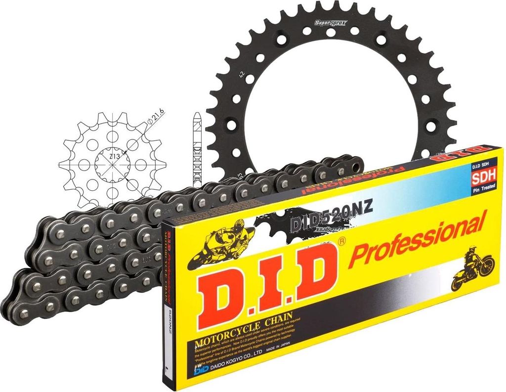 Kit Stahl passend für Yamaha XT500 76-89 16-42-100 DID520NZ Clip