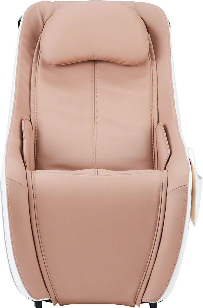 A top-down view of a beige massage chair.