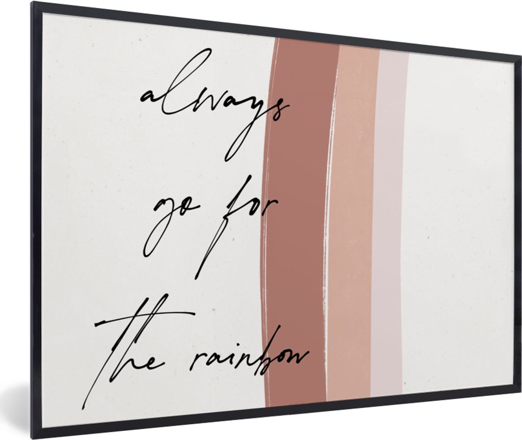 MuchoWow Gerahmtes Poster Regenbogen - Immer auf den Regenbogen zugehen - Zitate - Text 60x40 cm - Poster mit Schwarzem Bilderrahmen Wandposter R...