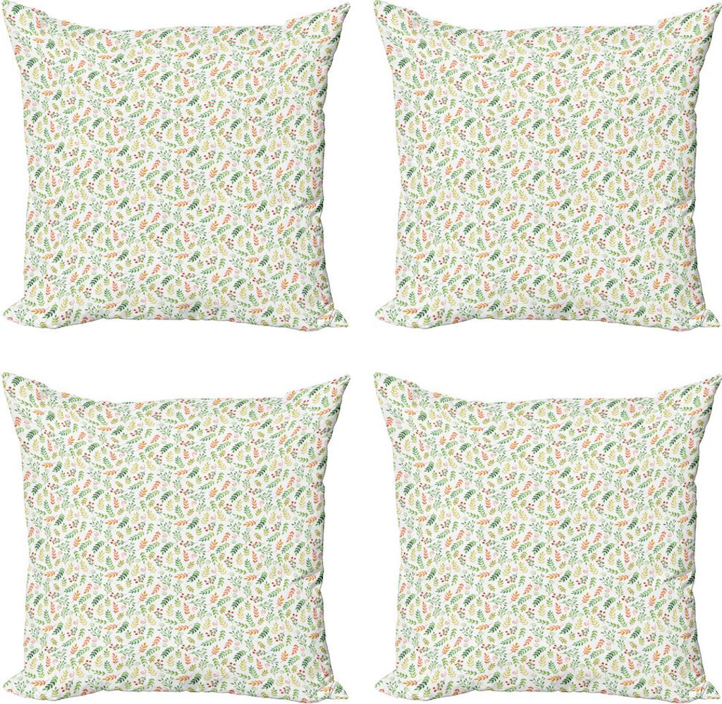 ABAKUHAUS Blumen Kissenbezug Set (4 Stück), Sanfte Autumn Leaves, Moderner Doppelseitiger Digitaldruck, 45 cm x 45 cm, Mehrfarbig
