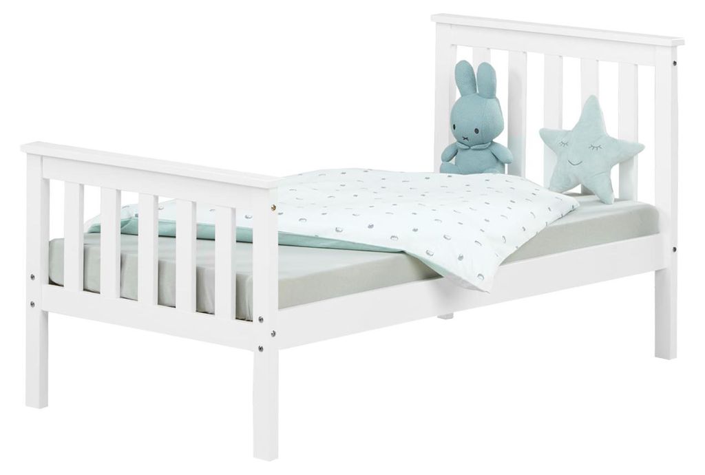 Lit bebe en bois enfant 70x140 blanc Jeunesse de lit massif Image du produit 