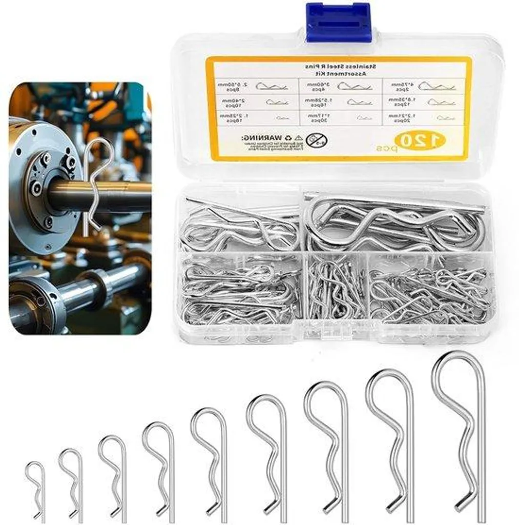Lot de 120 goupilles de sécurité béta en inox pour mécanique et remorques