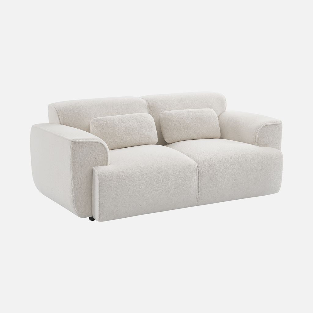 sweeek - 2-Sitzer-Sofa mit Teddy Bouclé-Bezug - Creme Produktbild 
