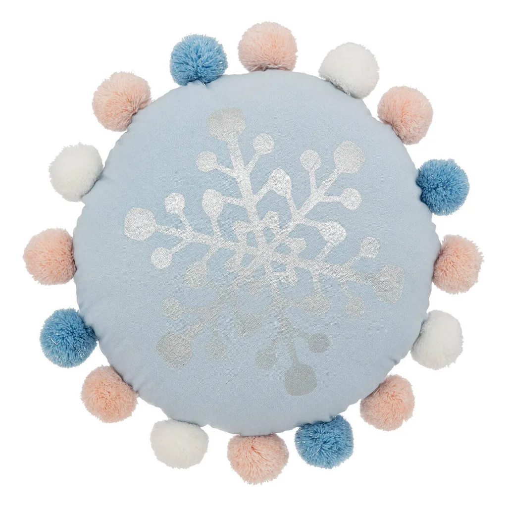 Coussin Hiver Atmosphera bleu en coton D35 cm - Décoration Intérieure