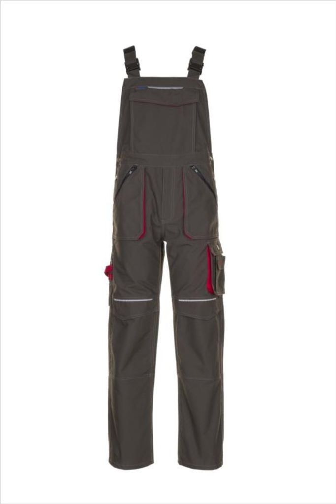 Planam Latzhose Basalt Gr. 98 oliv/rot