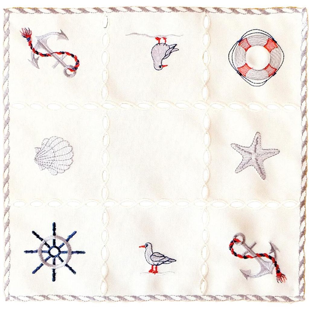 Tovaglia NINA ricamo marittimo e ritagli poliestere 30 x 30 Immagine del prodotto 