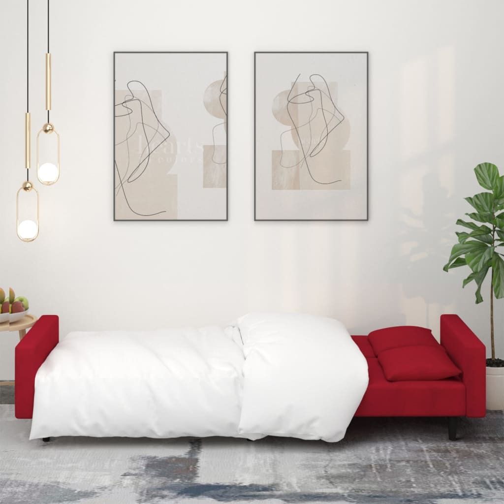"Winterschlussverkauf "Schlafsofa - CLORIS - Bettsofa eleganten Design - 2-Sitzer mit 2 Kissen Weinrot Samt - 220 x 84,5 x 69 cm - NeuMöbel5769857