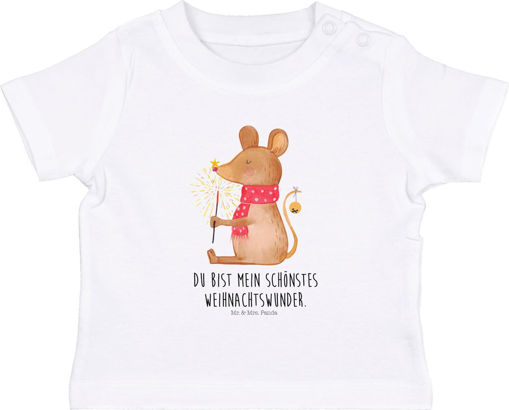 Mr. & Mrs. Panda Babyshirt Maus Weihnachten 0. - 6. Monat - Weiß - Geschenk, Weihnachtsmotiv, Weihnachtswunder, Kleinkind T-Shirt, , Weihnachtsgru...