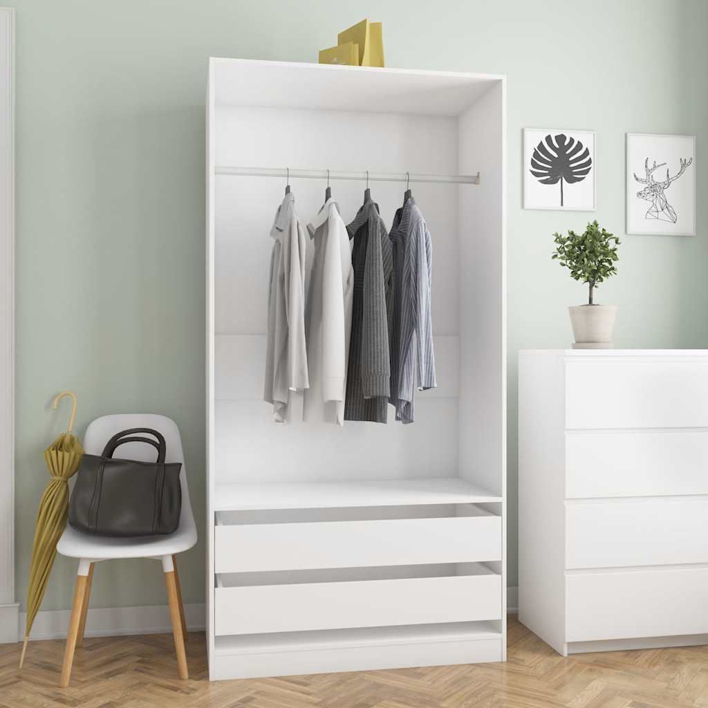vidaXL Kleiderschrank Weiß 100x50x200 cm Holzwerkstoff Produktbild 