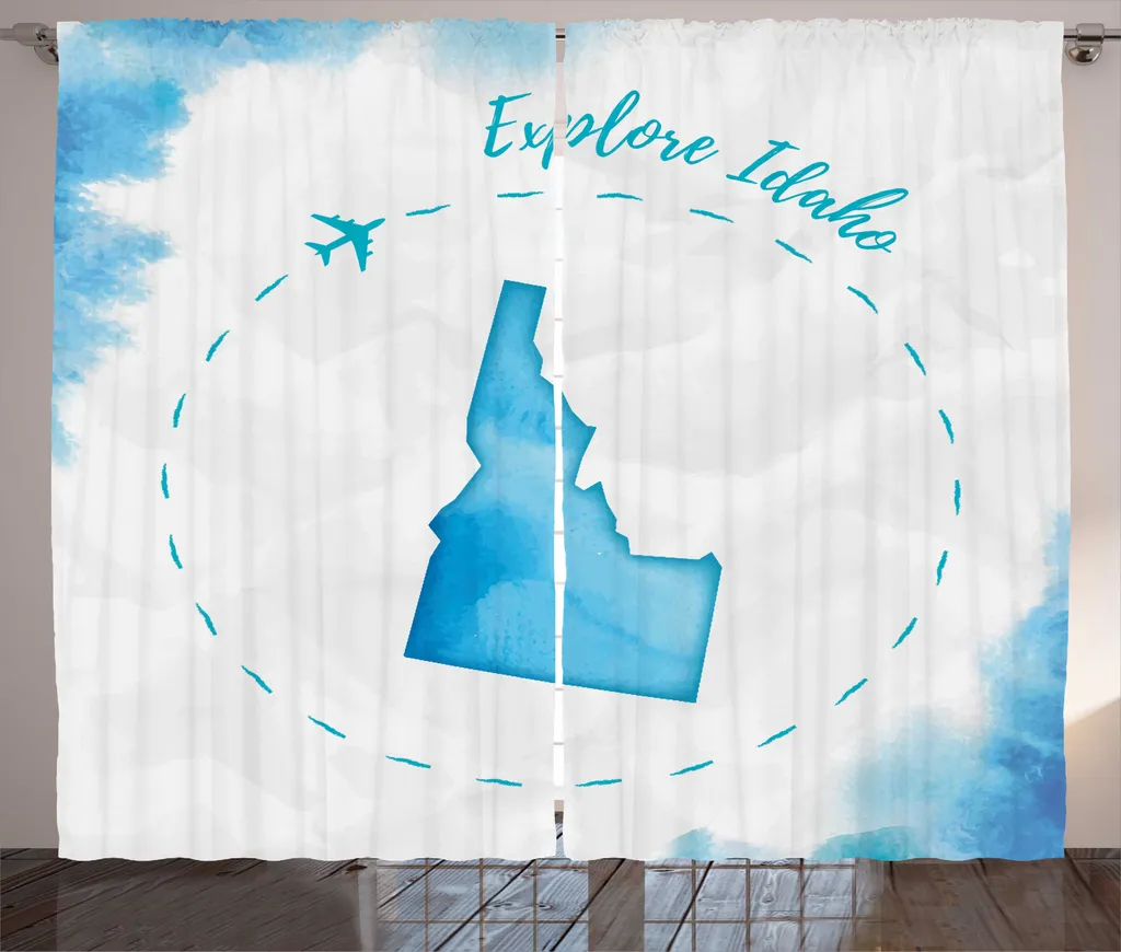Rideau rustique Idaho ABAKUHAUS Carte Découpée Pale Sky Blue 280x225cm