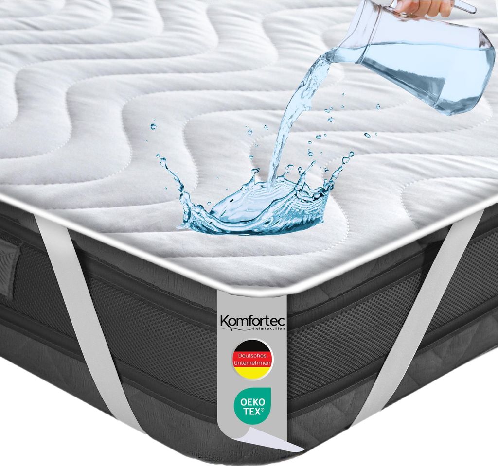 Komfortec 120x200 cm wasserdichter Matratzenschoner, Gesteppt Matratzenauflage für Boxspringbett & Matratze, Atmungsaktive, 4 Eckgummis, ohne Knis...