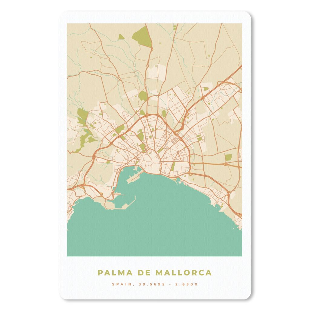 MuchoWow Mauspad Mousepad Karte - Mallorca - Stadtplan - Vintage 40x60 cm - Mousepads - Maus Mat - Pad - Mausunterlage - Schreibtisch Accesoire