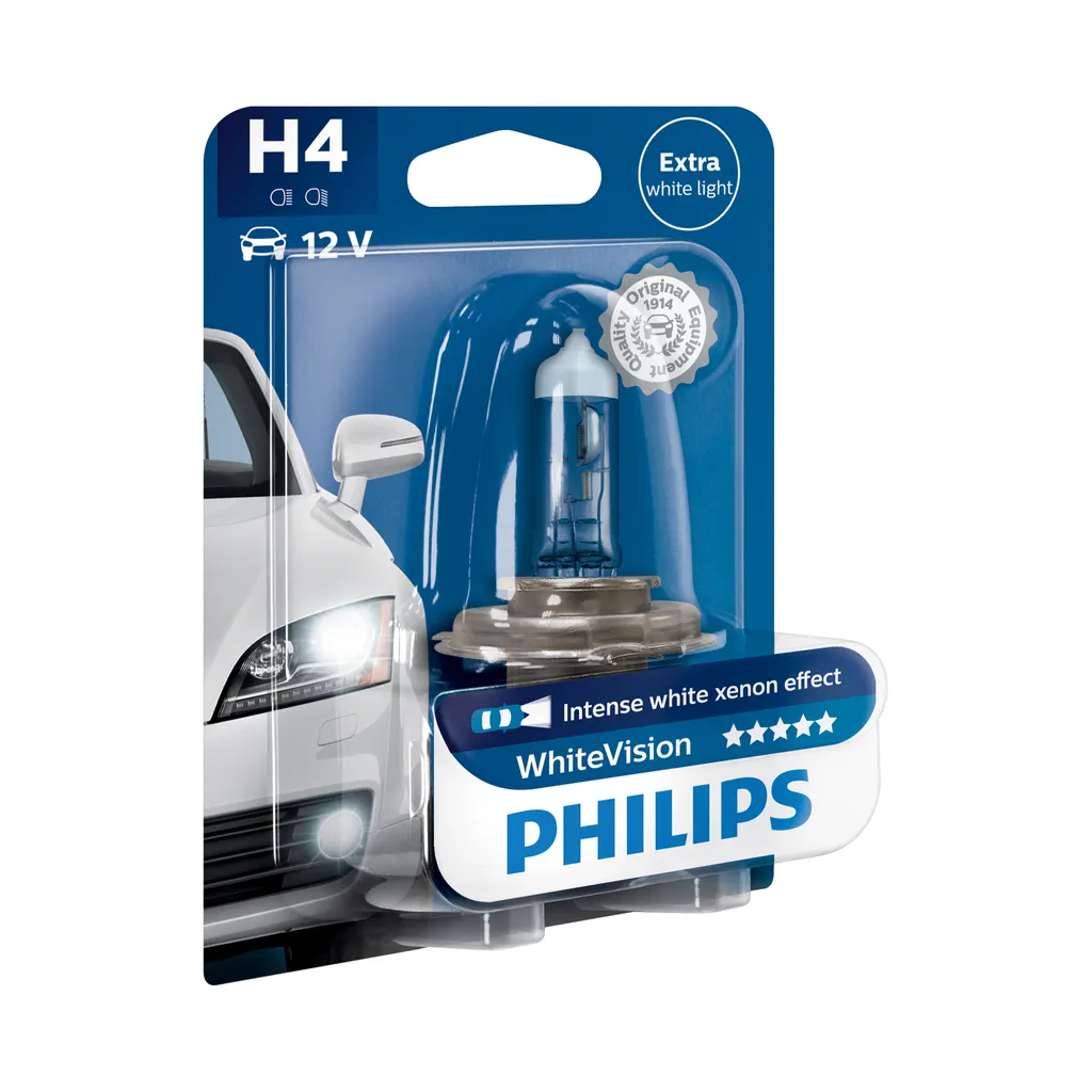 Ampoule H4 Effet Xénon Philips WhiteVision 12342WHVB1 Lumière Blanche