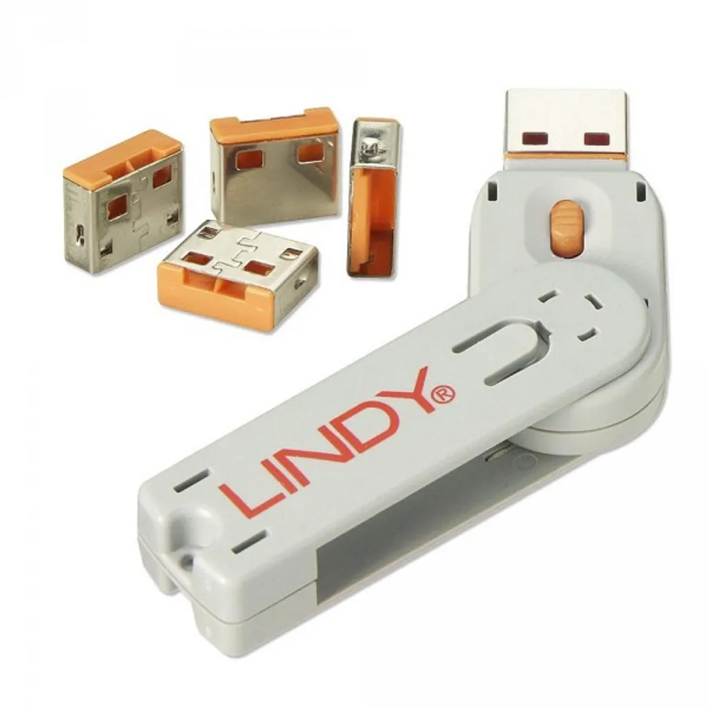 Lindy 40453 Verrou de Port USB Type A Code Orange avec 4 Serrures