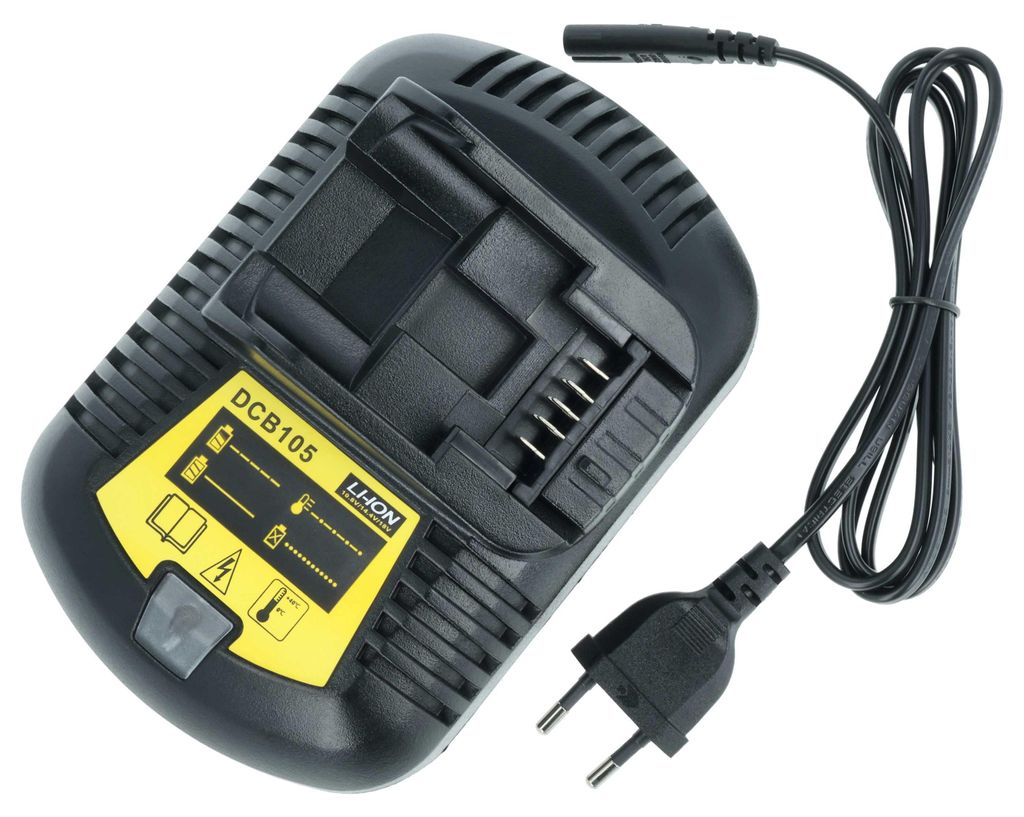 vhbw Ladegerät kompatibel mit Dewalt DCS310S1, DCS331L2, DCS331L1, DCS310N, DCS331B, DCS310S2, DCS331, DCS310D2-QW Werkzeug Li-Ion-Akkus, 21 V