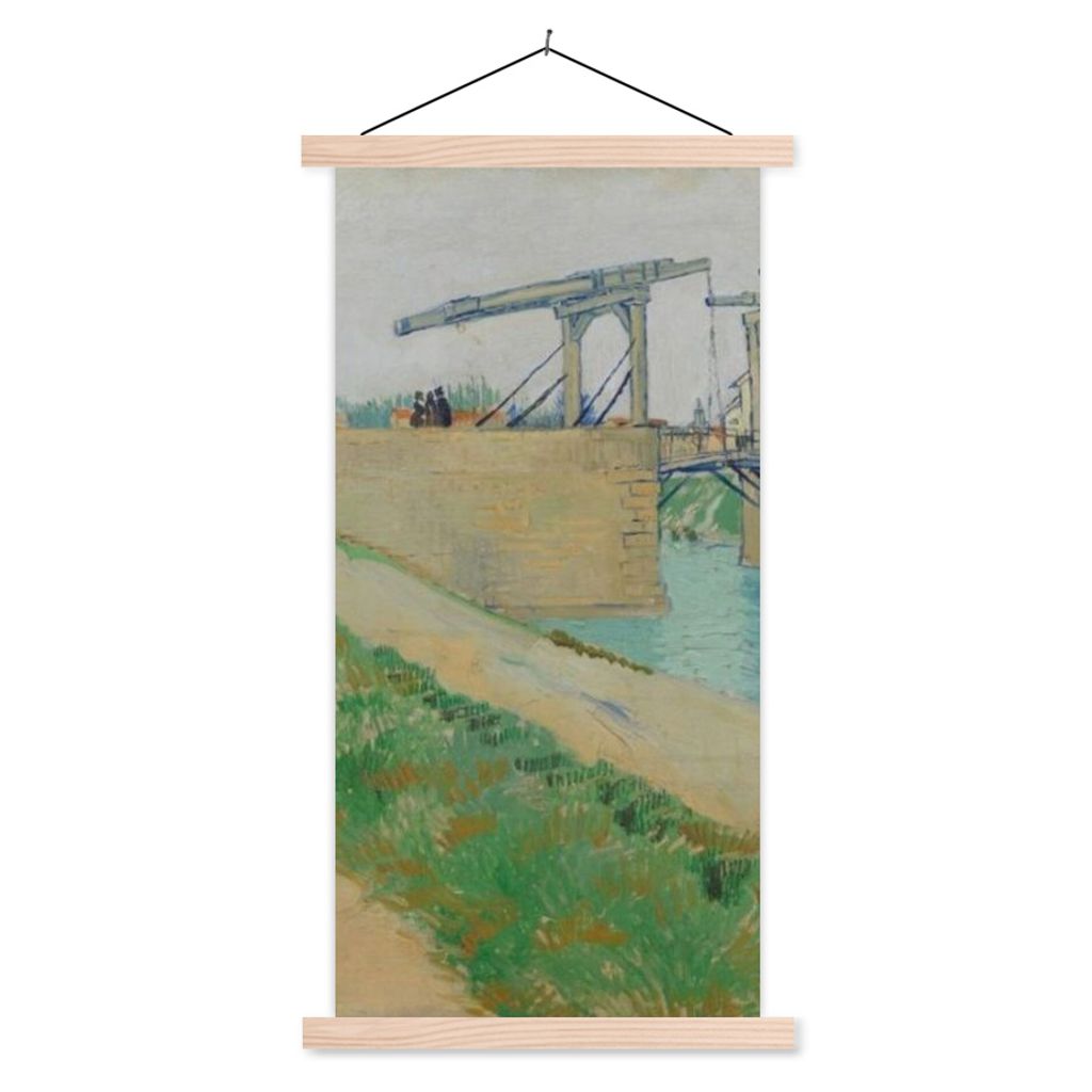 MuchoWow Textilposter Die Brücke von Langlois - Vincent van Gogh 40x80 cm mit holzfarbenen Rahmen - Wohnzimmer