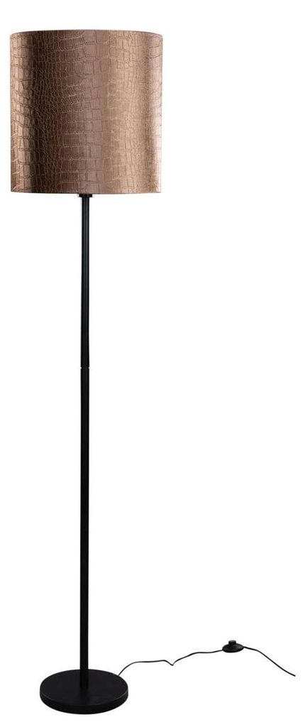Qazqa Klassisch Stehleuchte mit Schirm, Stehlampe - Simplo Shade - Schwarz, Rund, max. 60W, Geeignet für LED, 185cm, Ideal als Flur, Küche lampe,...