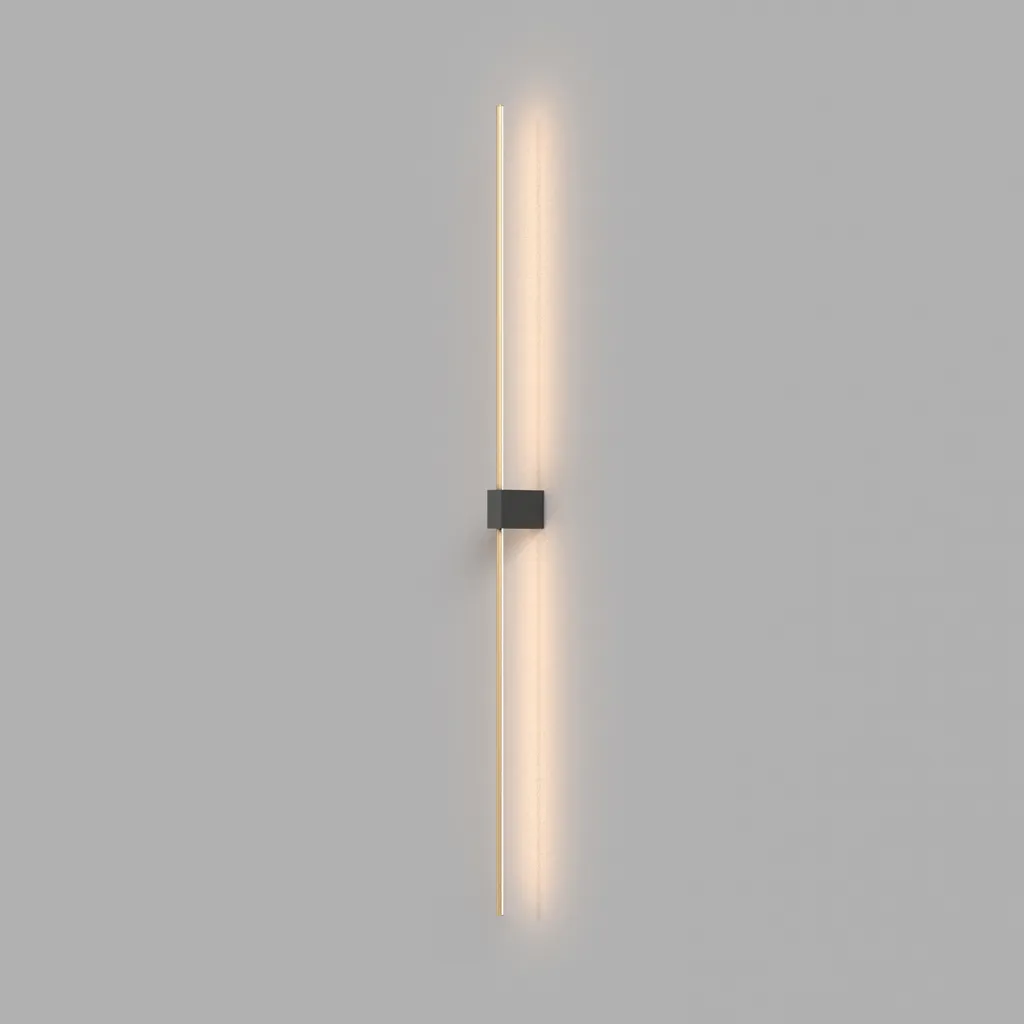 Luminaire Mural LED Design Tige en Aluminium Doré et Noir Longueur 105cm