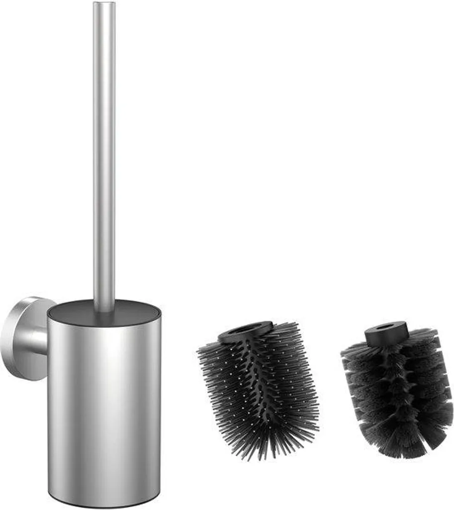 Brosse de toilettes anti-rouille argentée, kit WC inox pour hygiène totale