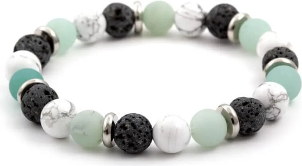 Bracciale Zen MINK36/18 | Amazzonite e Pietra Lavica Naturale