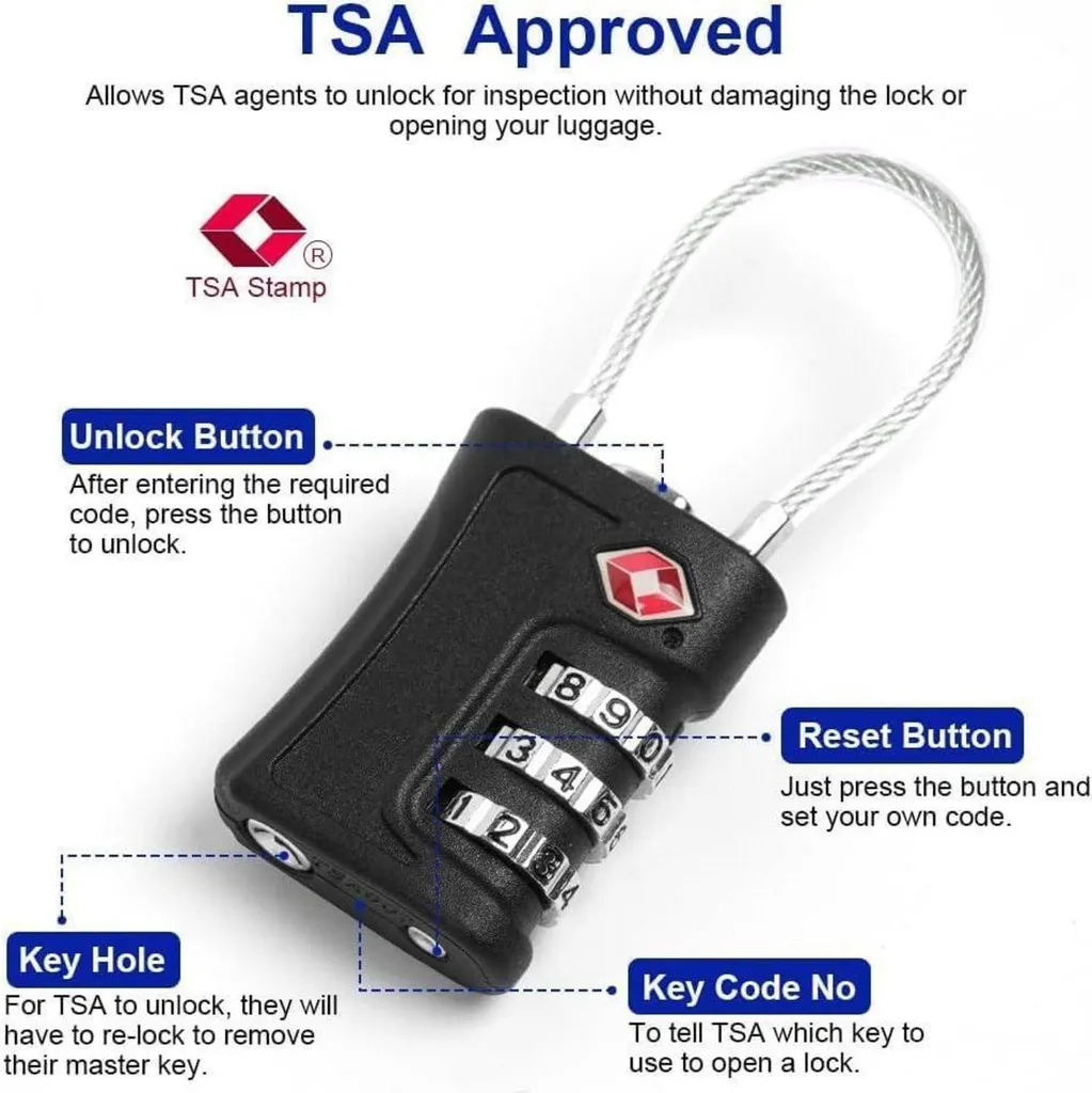 Serrure TSA anti-vol à 3 chiffres pour sécuriser vos valises - Pack de 2 - 3