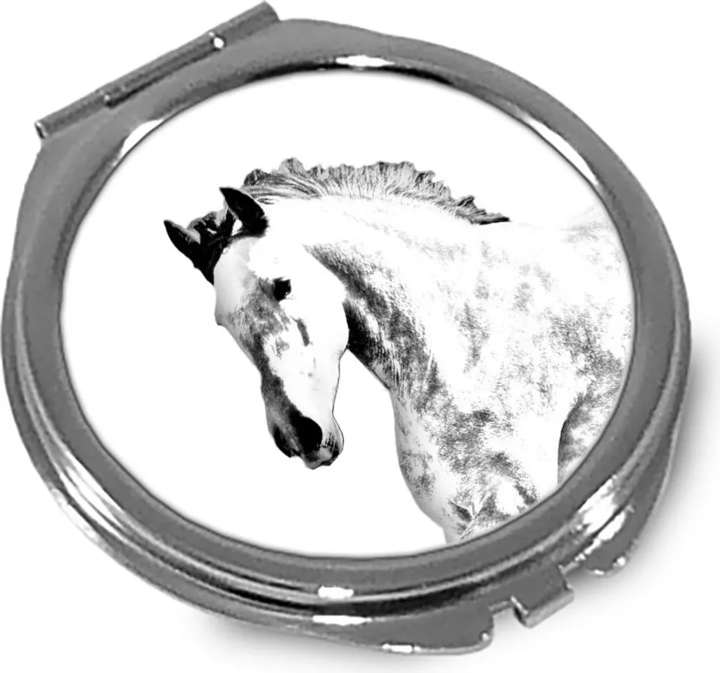 Andaluso - Specchio tascabile con cavallo, specchio tascabile personalizzato, specchio compatto con logo Art Dog