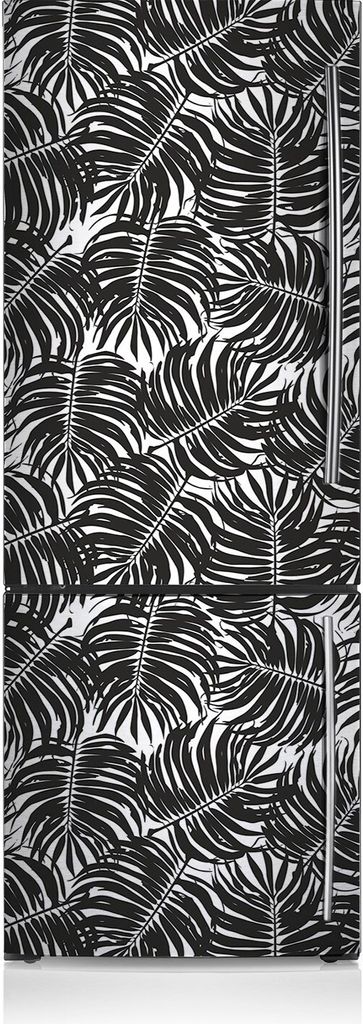 Magnetfolie Magnete Küche Kühlschrank Dekoration 60x190 cm - Schwarze Blätter