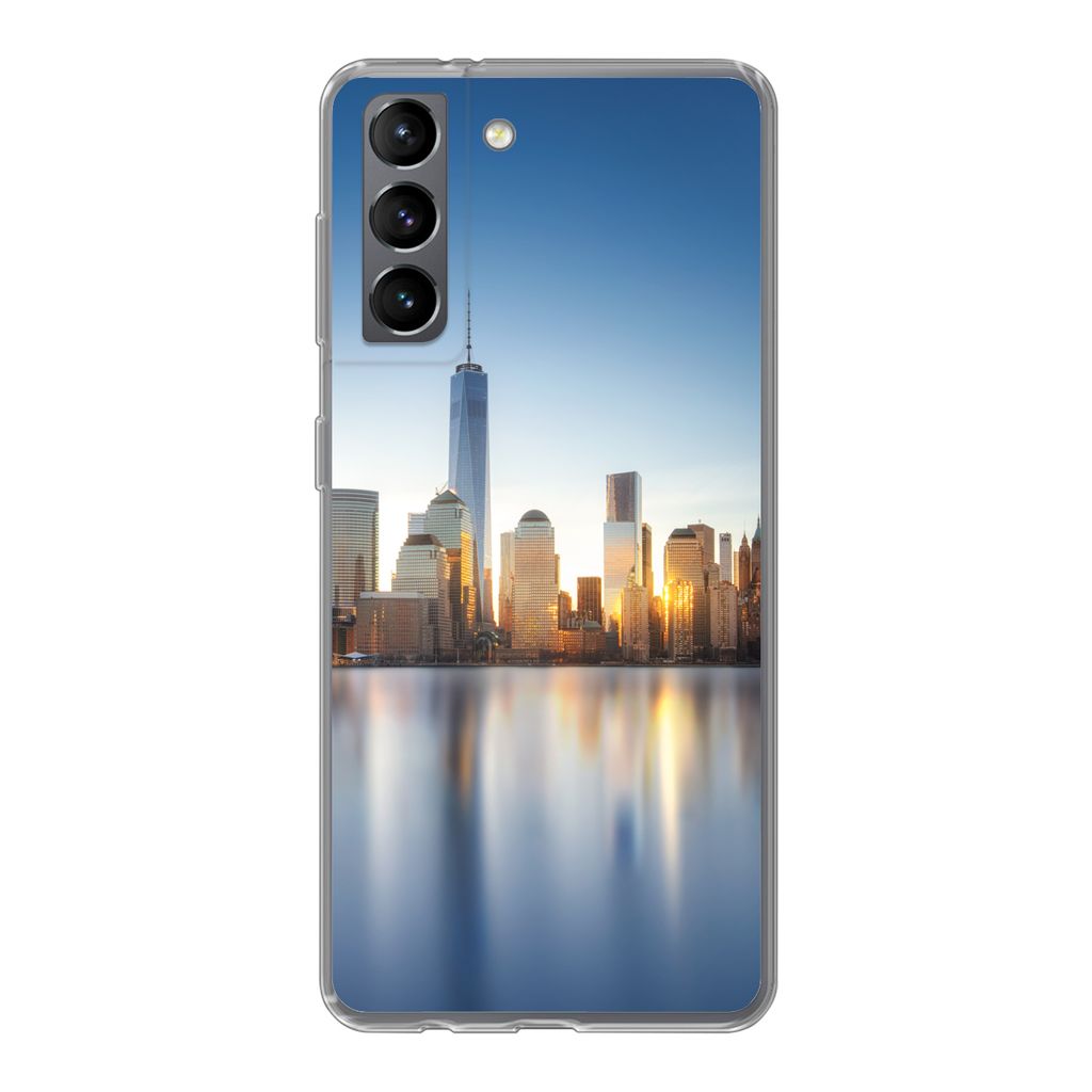 MuchoWow Handyhülle Schutzhülle Hülle für Samsung Galaxy S21 New York - Skyline - Spiegelung Silikon Softcase Handy Hülle - Softcase