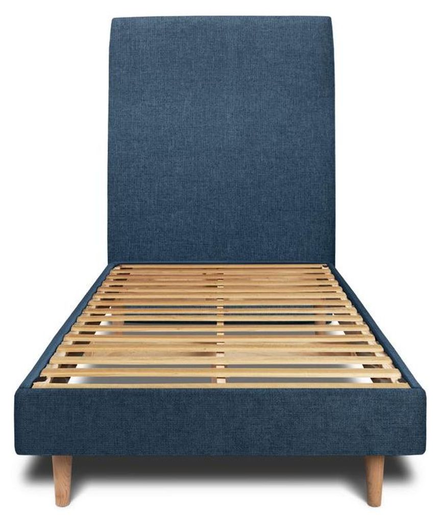 Bett mit gepolstertem Kopfteil – Basketweave-Stoff - 90 x 190 cm