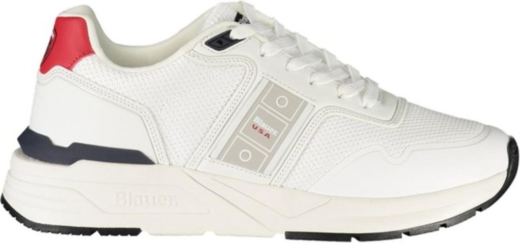 Weißer Herrensportschuh mit Kontrastdetails und Logo-Applikation