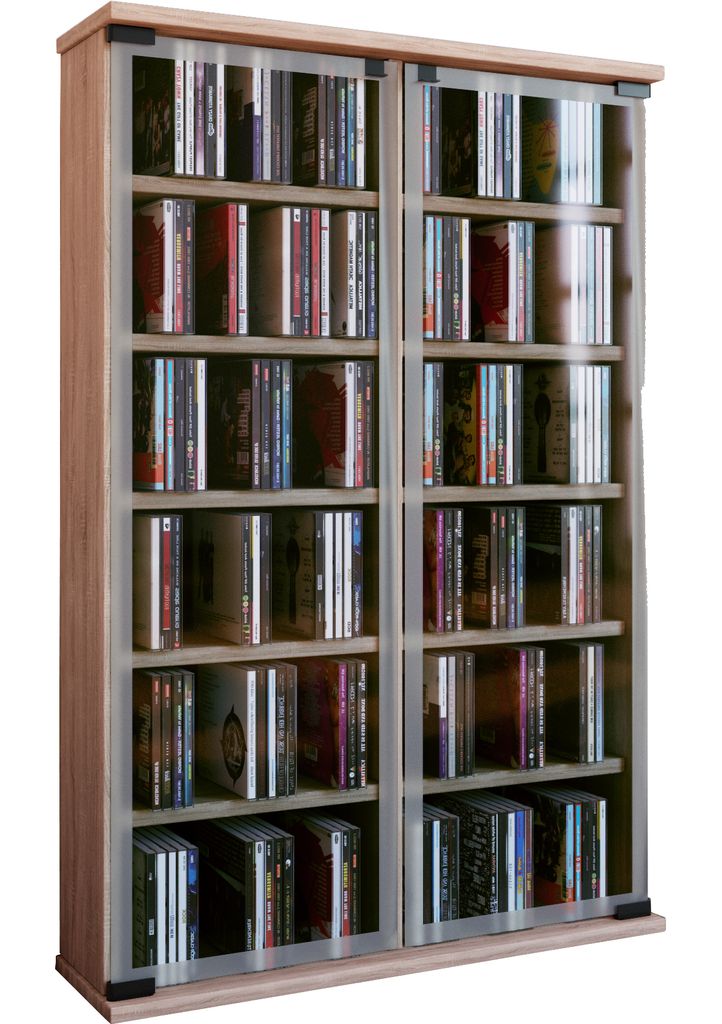 VCM - Drewno CD DVD Stand Shelf Gallery Drzwi szklane Zdjęcie produktu 