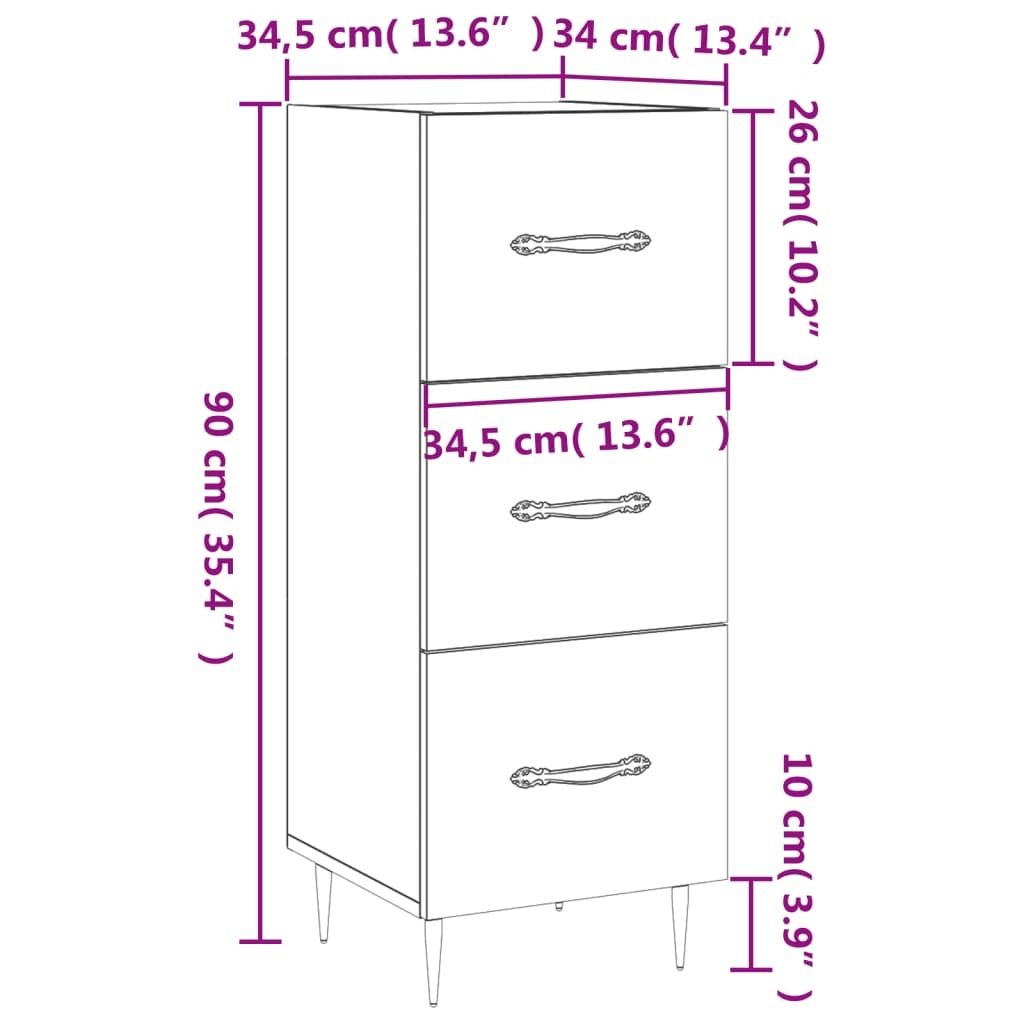 Kredens biały wysoki połysk 34,5x34x90 cm materiał Zdjęcie produktu 12