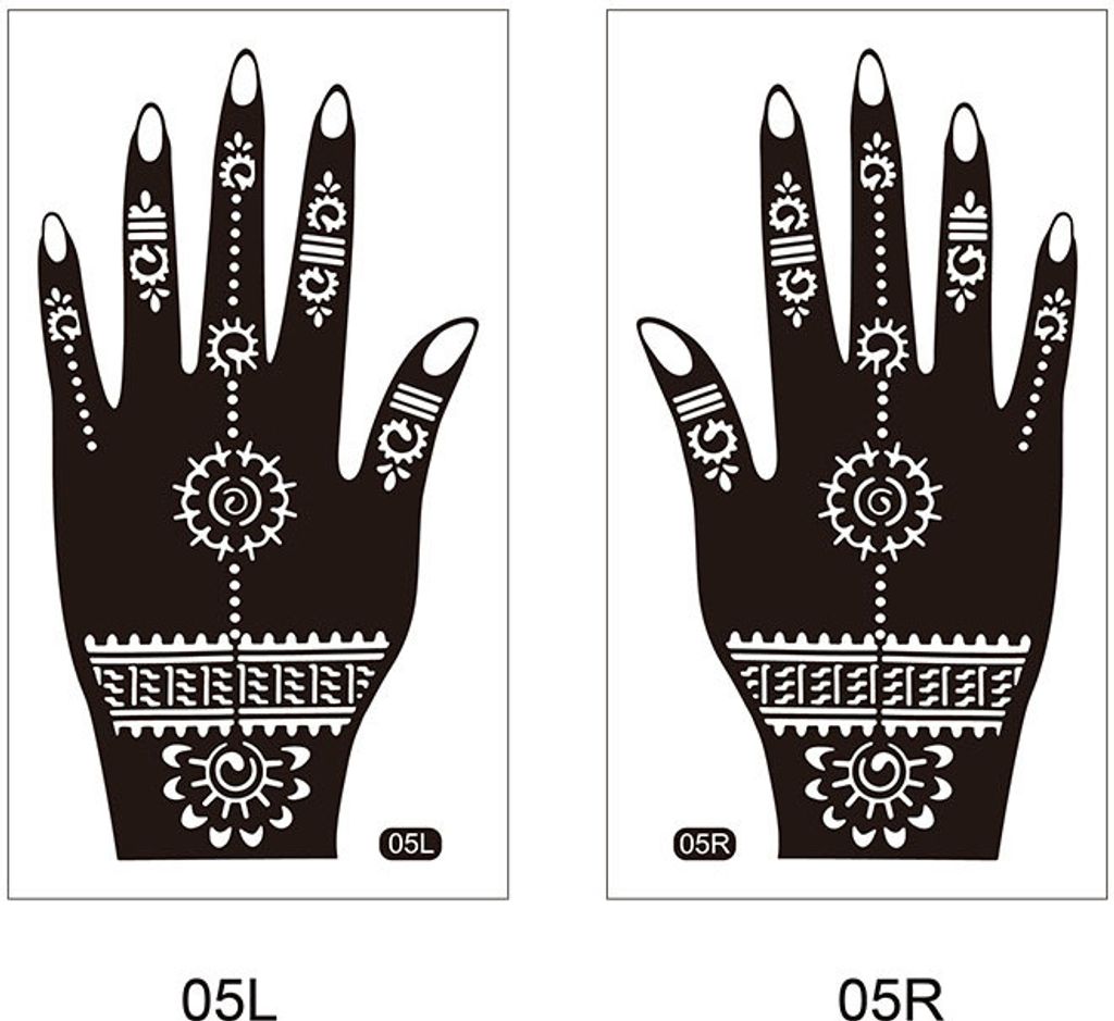 INF Elegante schwarze temporäre Handtattoos - 1 Paar Packung model 2