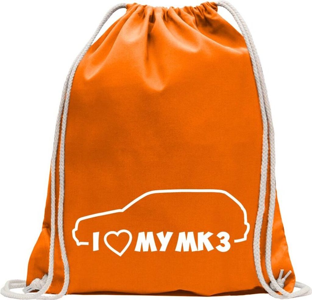 Kiwistar - Turnbeutel - mandarin - I Love my MK3 - Fun Rucksack Sport Beutel Gymsack Baumwolle mit Ziehgurt