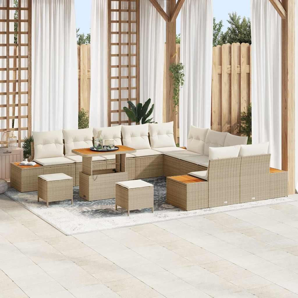 Maison Exclusive - Gartensofa-set 13 pcs Beige Poly-Rattan