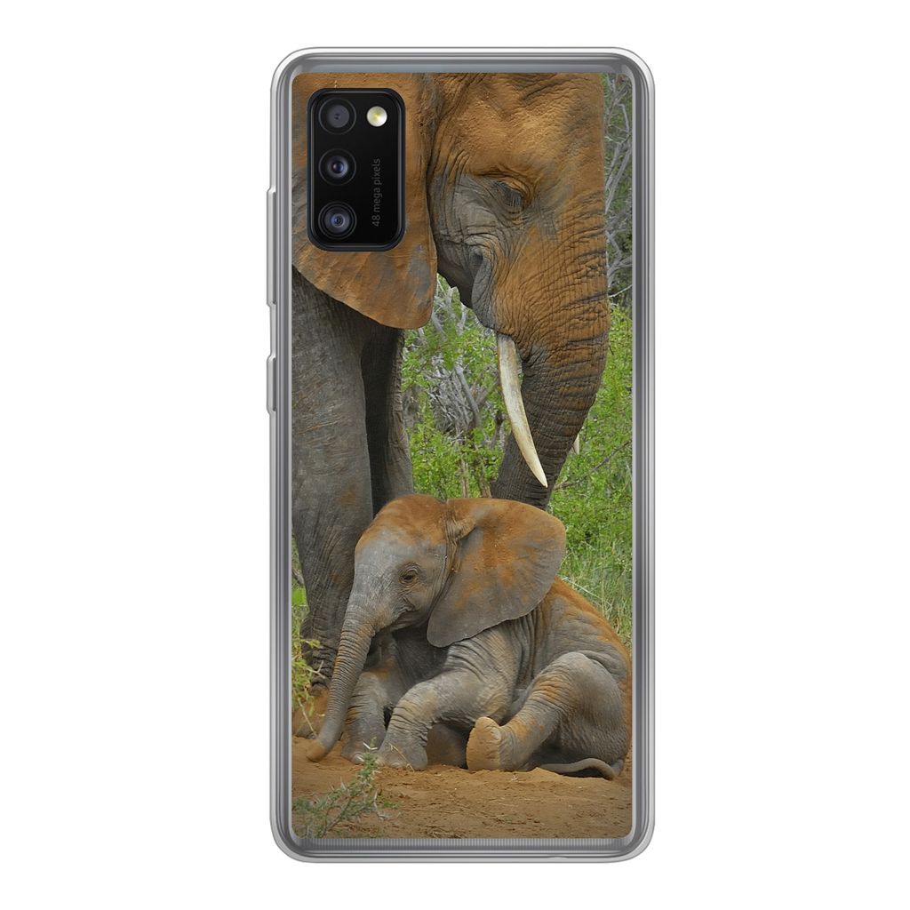 MuchoWow Handyhülle Schutzhülle Hülle für Samsung Galaxy A41 Elefant - Tiere - Sand - Natur Silikon Softcase Handy Hülle - Mobiltelefon