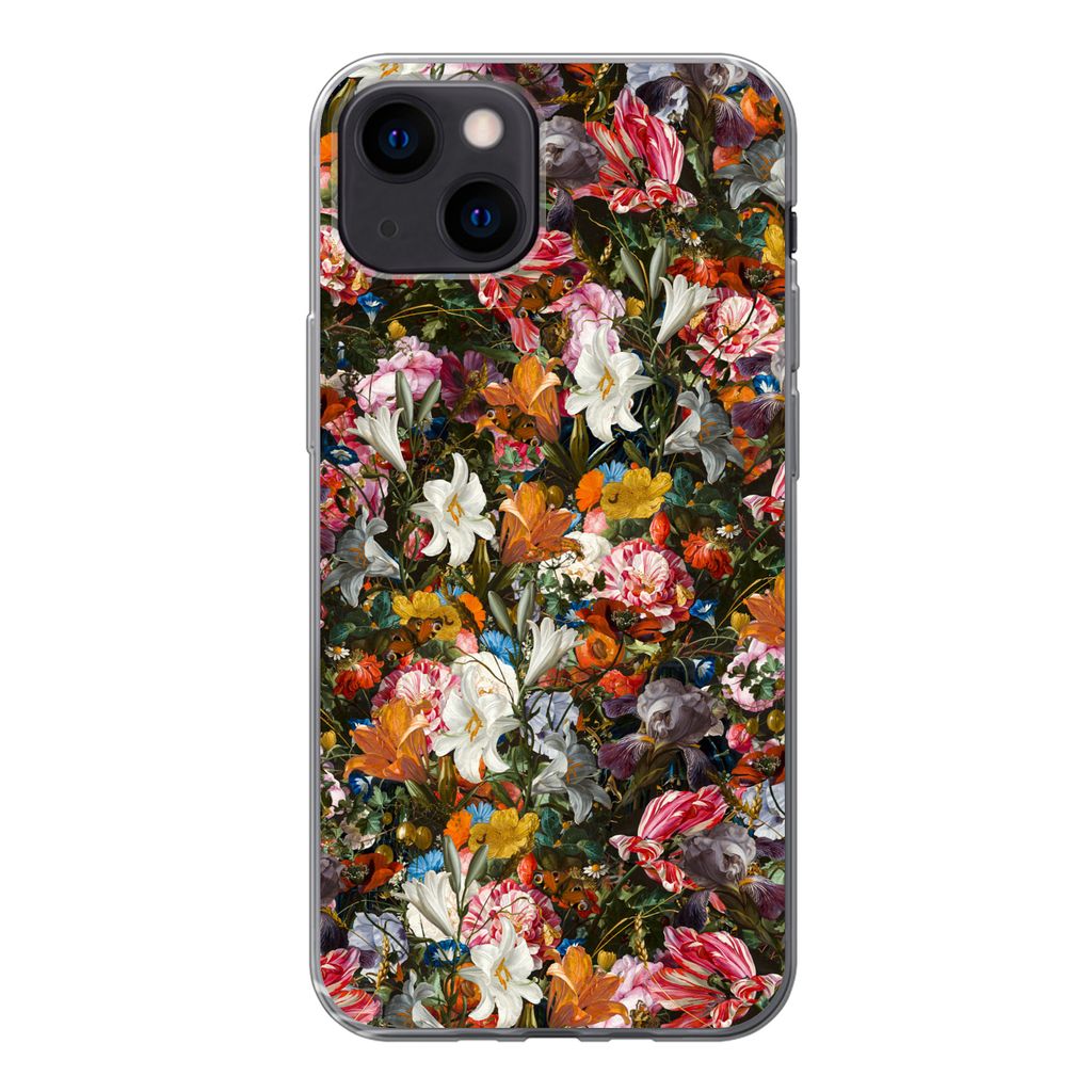 MuchoWow Handyhülle Schutzhülle Hülle für iPhone 13 mini Blumen - Schmetterling - Design - Kunst - Abstrakt - Malerei - Alte Meister Silikon ...