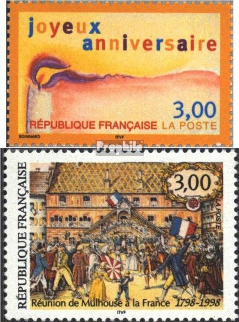 Briefmarken Frankreich 1998 Mi 3280,3281 (kompl.Ausg.) gestempelt Grußmarke