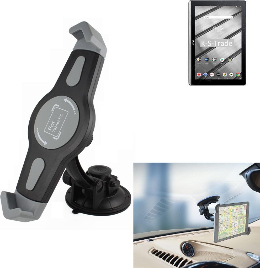K-S-Trade Scheiben-Halterung für Tablets kompatibel mit Acer Iconia One 10 B3-A50 KFZ Tablet Saugnapf Auto Halterung Windschutzscheibe Holder Halter