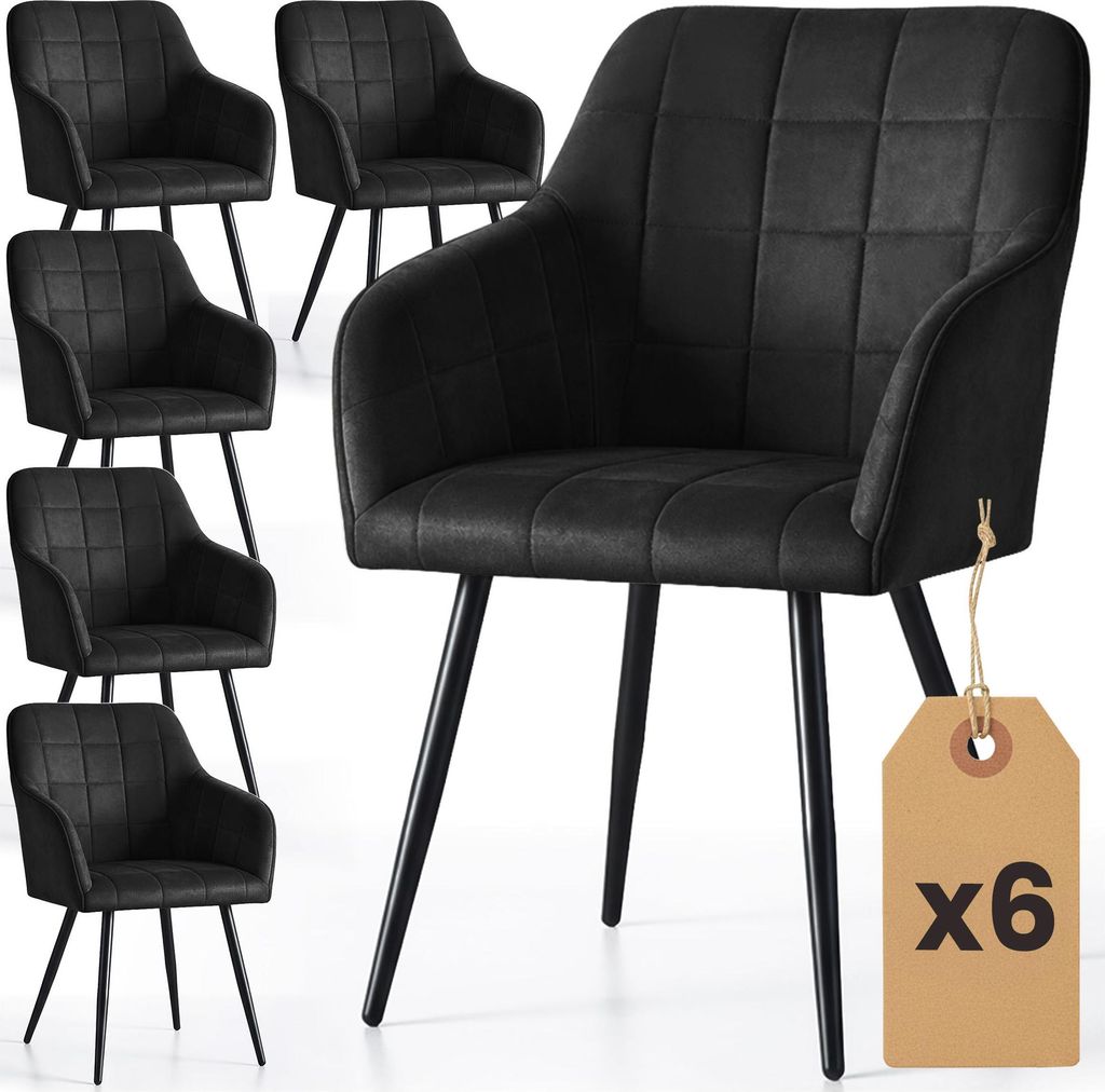 6er Set Polsterstühle mit quadratischen Ziernähten LUXANO Produktbild 
