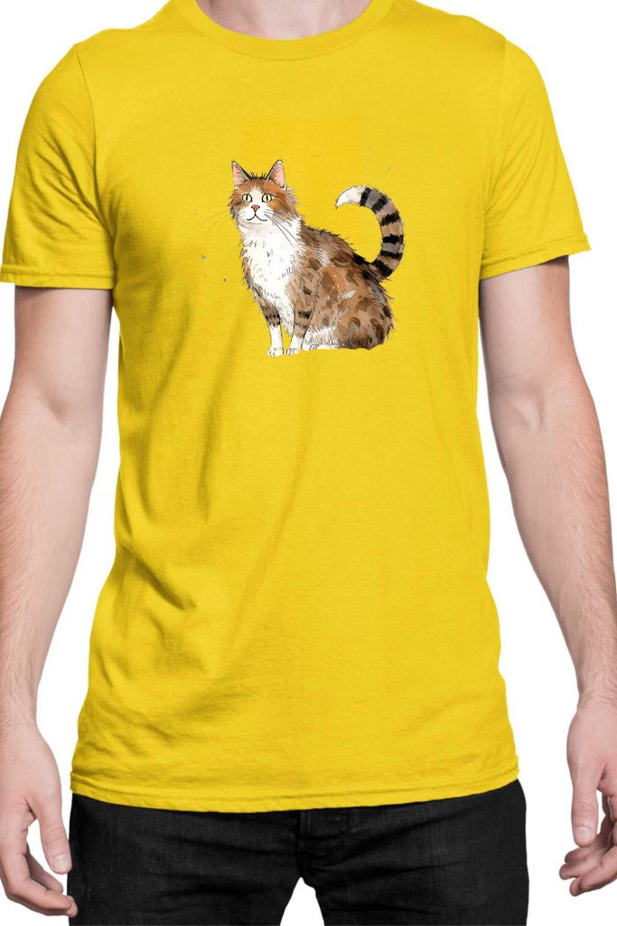 Herren T-Shirt Funny Cats Breeds Aegean Cat 008, Man L / Gelb